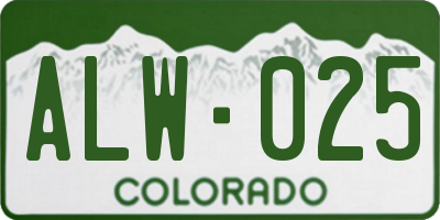 CO license plate ALW025