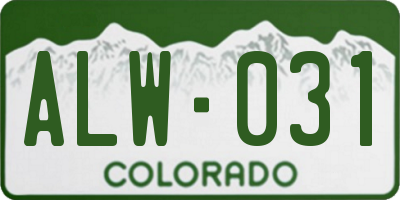 CO license plate ALW031