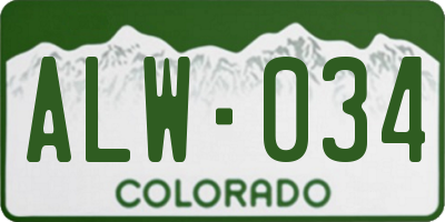 CO license plate ALW034