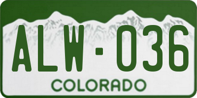 CO license plate ALW036