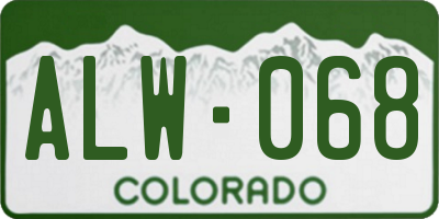 CO license plate ALW068