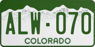 CO license plate ALW070