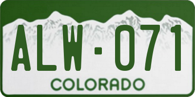 CO license plate ALW071