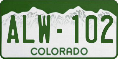 CO license plate ALW102
