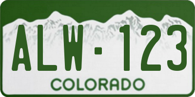 CO license plate ALW123