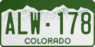 CO license plate ALW178