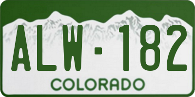 CO license plate ALW182