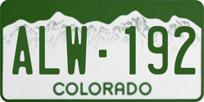 CO license plate ALW192