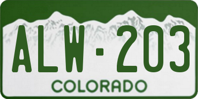 CO license plate ALW203