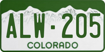 CO license plate ALW205