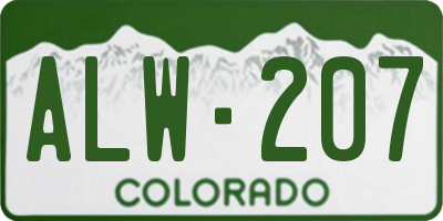CO license plate ALW207