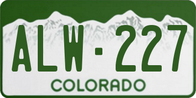 CO license plate ALW227