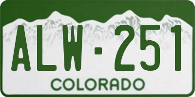 CO license plate ALW251