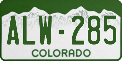 CO license plate ALW285