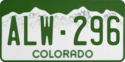 CO license plate ALW296