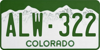 CO license plate ALW322