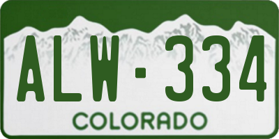 CO license plate ALW334