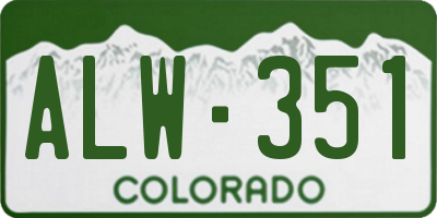 CO license plate ALW351