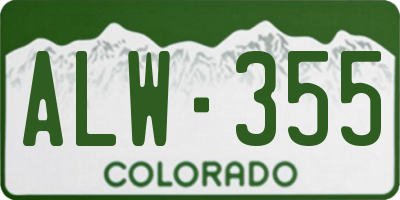 CO license plate ALW355