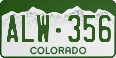 CO license plate ALW356