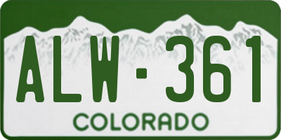 CO license plate ALW361