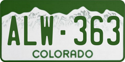 CO license plate ALW363