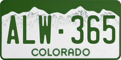 CO license plate ALW365