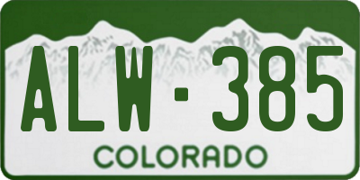 CO license plate ALW385