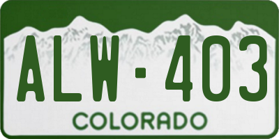 CO license plate ALW403