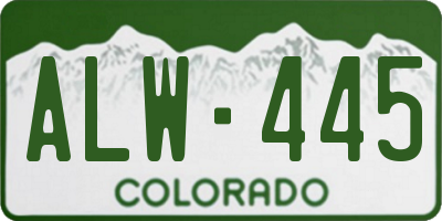 CO license plate ALW445