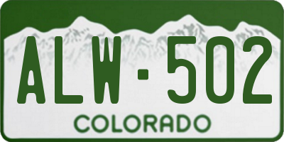 CO license plate ALW502