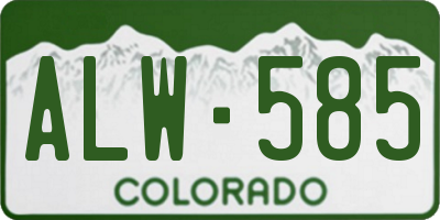 CO license plate ALW585
