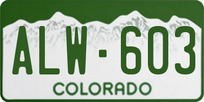 CO license plate ALW603