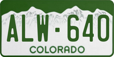 CO license plate ALW640