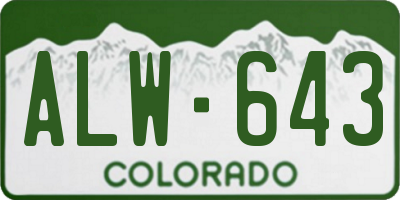 CO license plate ALW643