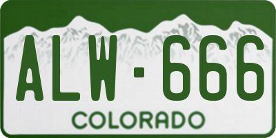 CO license plate ALW666
