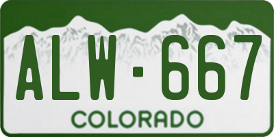 CO license plate ALW667