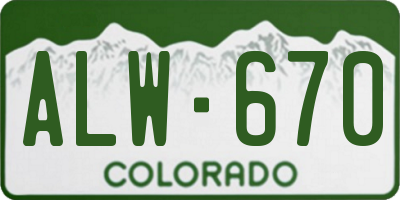 CO license plate ALW670