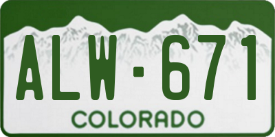 CO license plate ALW671