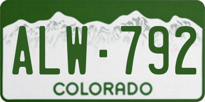 CO license plate ALW792