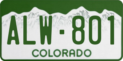 CO license plate ALW801