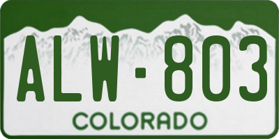 CO license plate ALW803