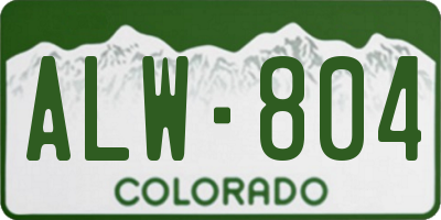 CO license plate ALW804