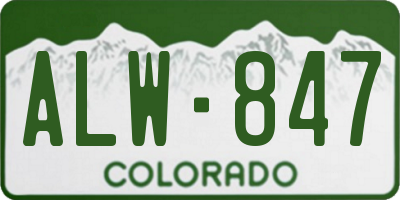 CO license plate ALW847