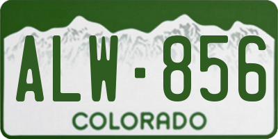 CO license plate ALW856