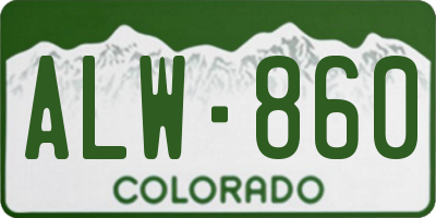 CO license plate ALW860