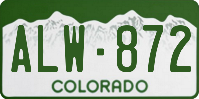 CO license plate ALW872