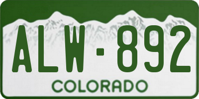 CO license plate ALW892