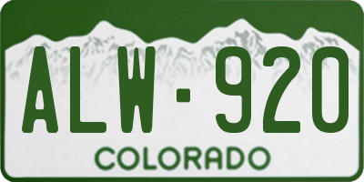 CO license plate ALW920