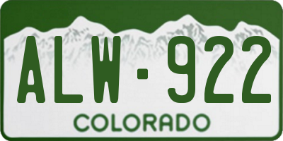 CO license plate ALW922